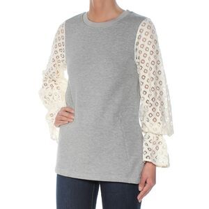 KENSIE Womens Lace Ruched Kimono Sleeve Crew Neck Sheath Sweater